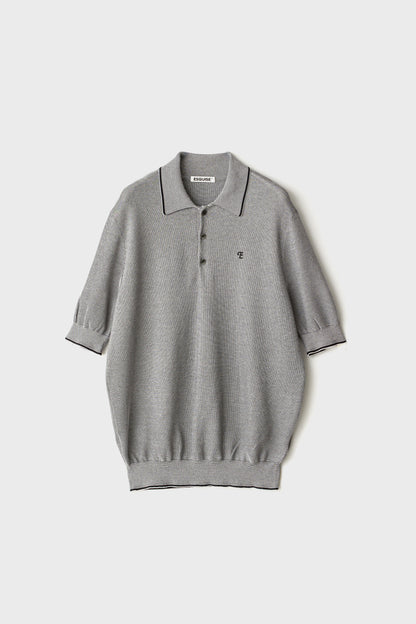 FINE WEAVE KNIT POLO - Black