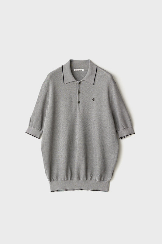 FINE WEAVE KNIT POLO - Black
