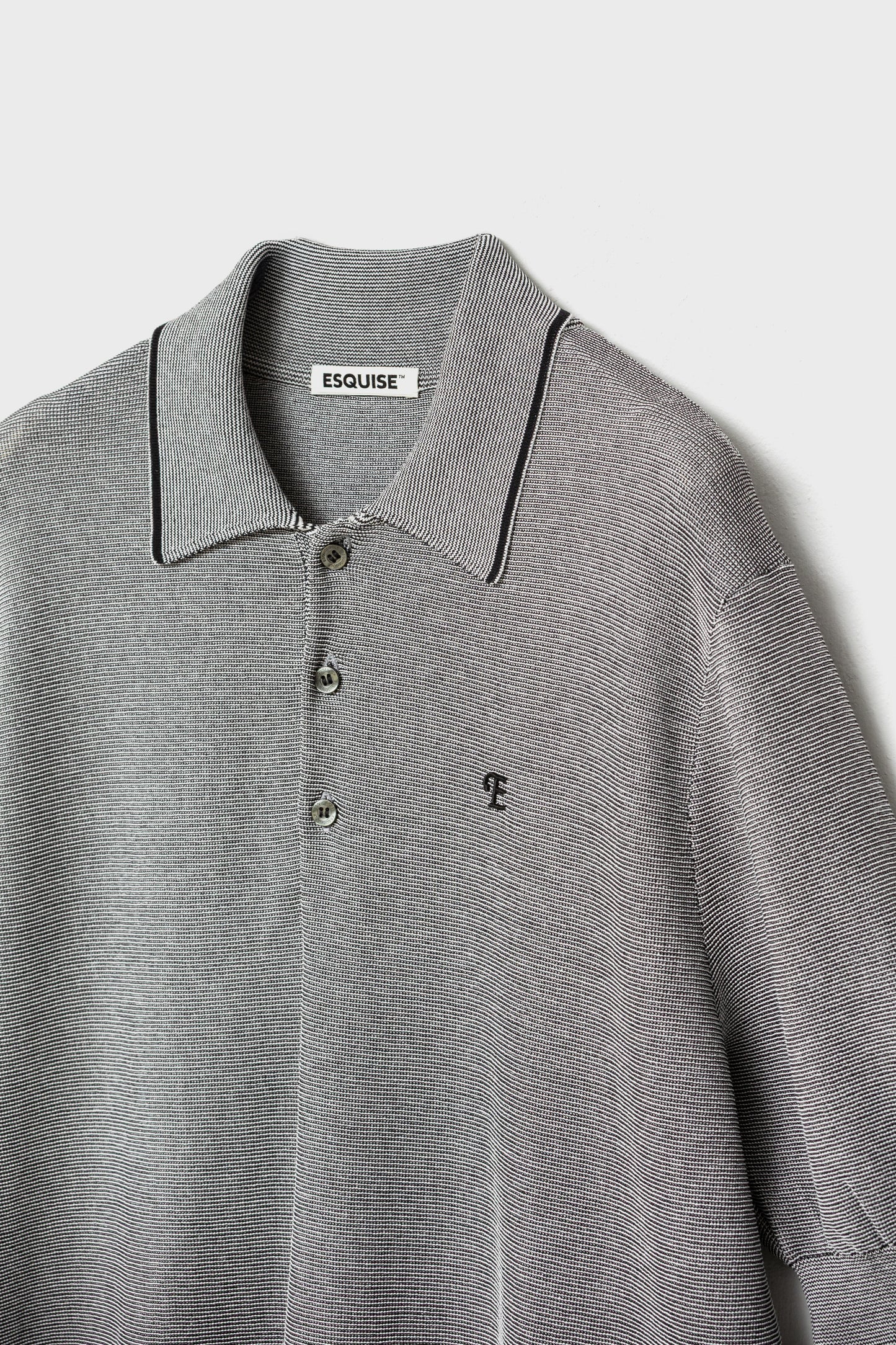 FINE WEAVE KNIT POLO - Black