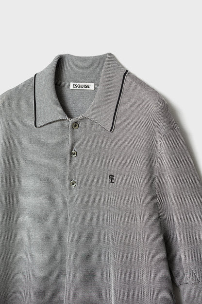 FINE WEAVE KNIT POLO - Black