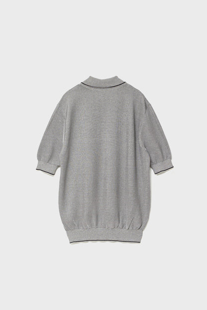 FINE WEAVE KNIT POLO - Black