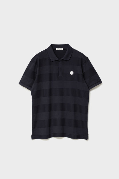 JACQUARD STRIPED POLO - Navy