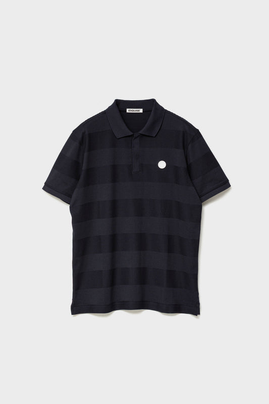JACQUARD STRIPED POLO - Navy