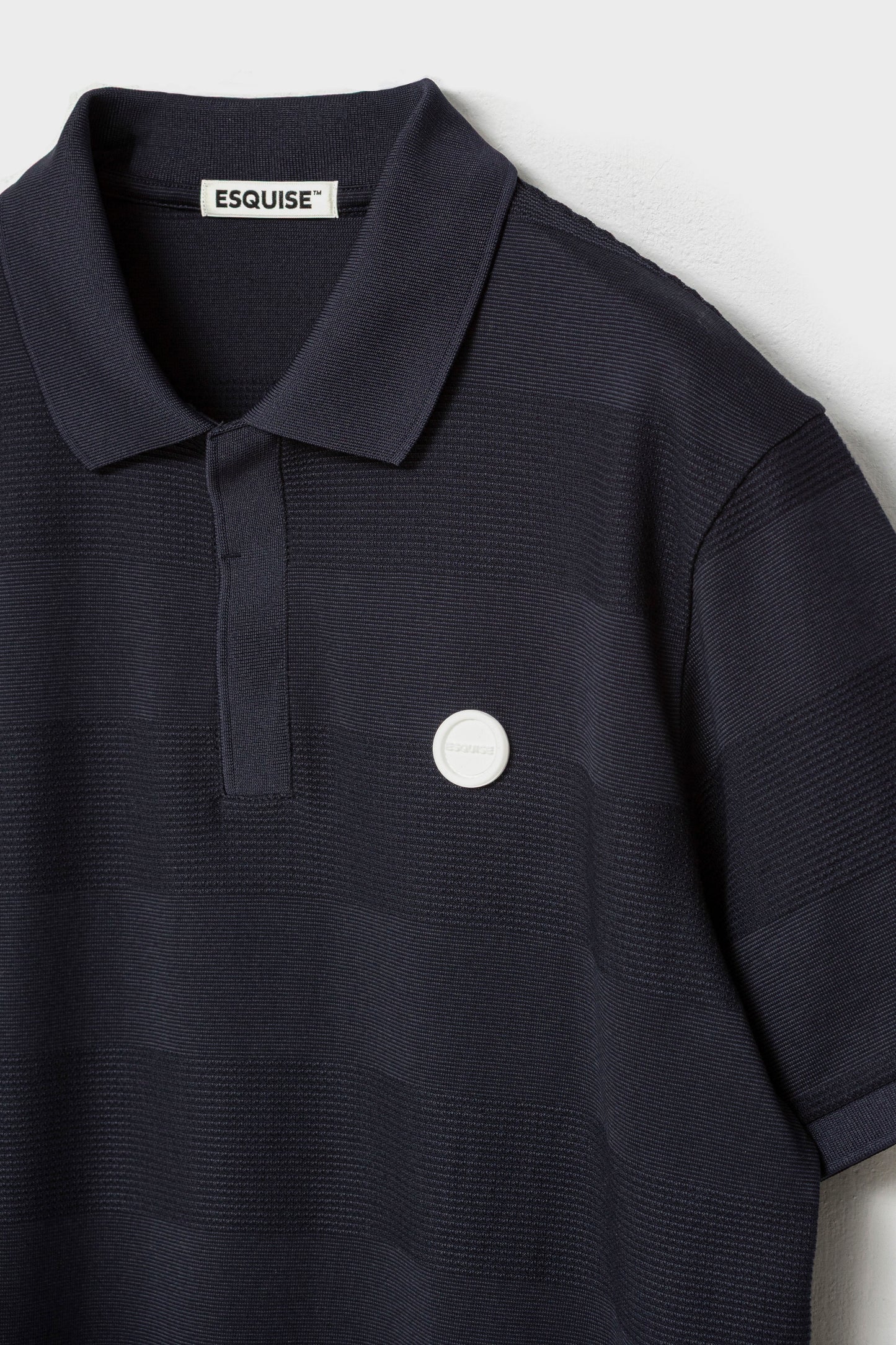 JACQUARD STRIPED POLO - Navy