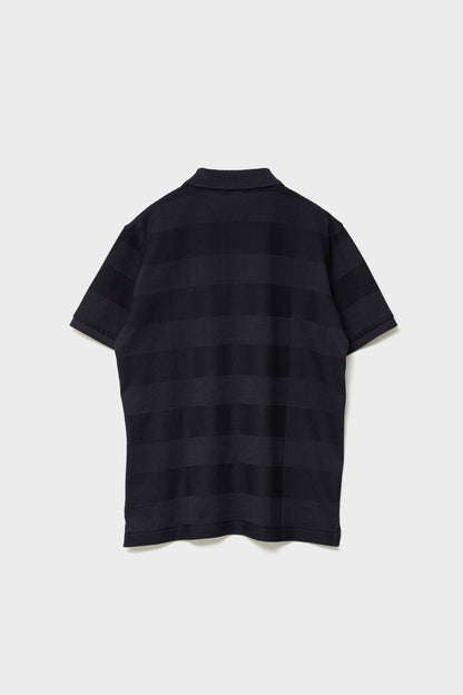 JACQUARD STRIPED POLO - Navy