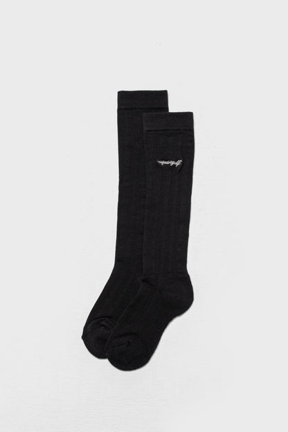 RIBBED HIGH SOCKS - Black
