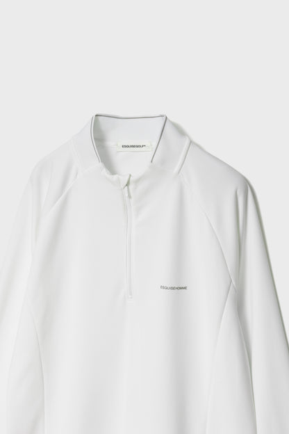 SMOOTH HALF ZIP HIGH NECK - White