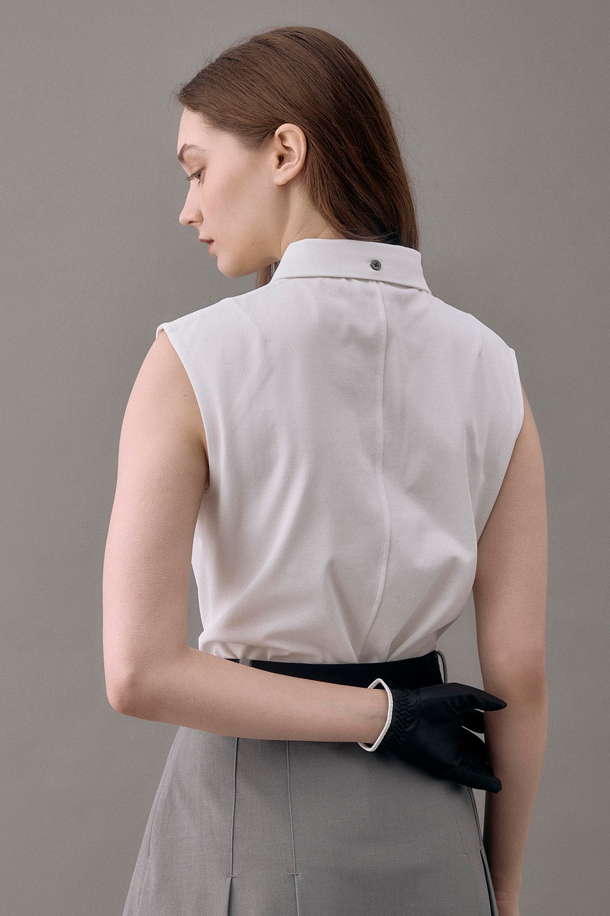 CLASSIC PIQUE SLEEVELESS TOP - White