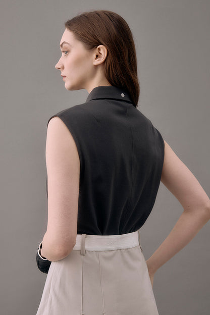 CLASSIC PIQUE SLEEVELESS TOP - Brown