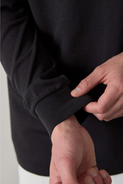 RELAXED STRETCH MOCKNECK - Charcoal
