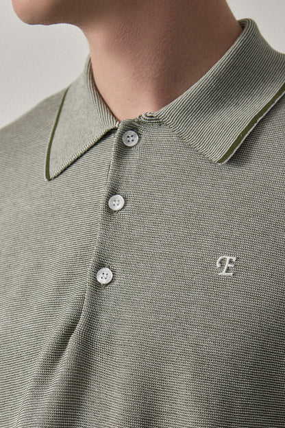 FINE WEAVE KNIT POLO - Khaki